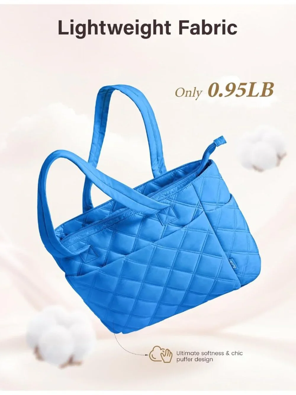 👜Women's Blue Puffer Tote Bags Lightweight Quilted Work For Travel
